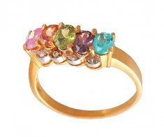 Gold Ring with Colored Stones