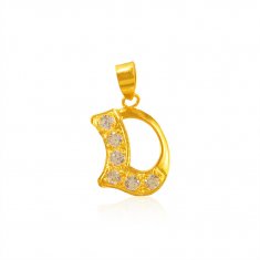 22K Gold Pendant with Initial (D) ( Initial Pendants )