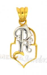 22Kt Initial Pendant (R) ( Initial Pendants )