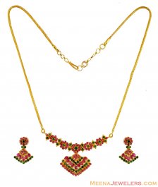 Ruby Emerald 22K Necklace Set 