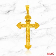 22Kt Gold Cross Jesus Pendant  ( Jesus Cross Pendants )