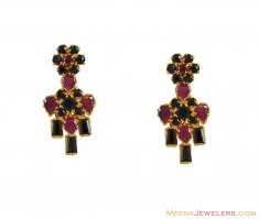 Gold Ruby and Sapphire Earring ( Precious Stone Earrings )