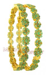 22Kt Gold Emerald Bangles