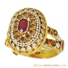 22K Exclusive Antique Ring ( Ladies Rings with Precious Stones )