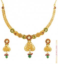 22Kt Kundan Antique Necklace Set
