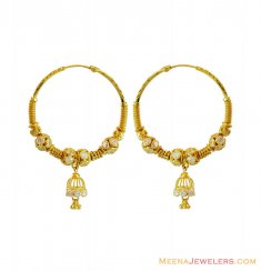 22k Yellow Gold Bali ( Earrings) ( Hoop Earrings )