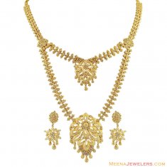 22K Gold Cz Necklace Set ( Gold Designer Sets )