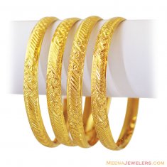 22k Yellow Gold Bangles(4Pcs)