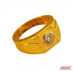 22k Gold Signity Studded Ring ( Mens Signity Rings )