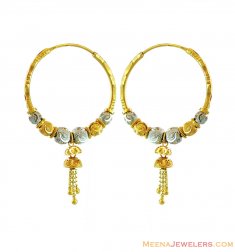 22K Two Tone Fancy Bali ( Hoop Earrings )