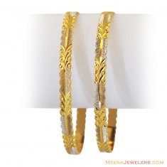 22K Gold Rhodium Bangles (2 Pcs)