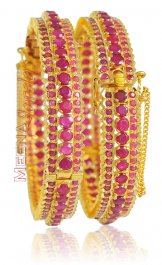 22Kt Gold Bangles with Ruby ( Precious Stone Bangles )