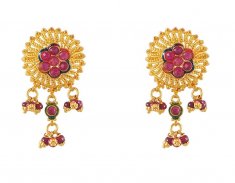 Gold Tops with Ruby ( Precious Stone Earrings )