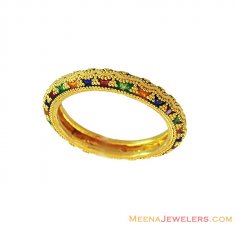 Traditional Meenakari Indian Band  ( Ladies Gold Ring )