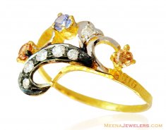Colored Stones Gold Ring 22k  ( Ladies Signity Rings )