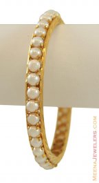 Gold Bangle with Pearls