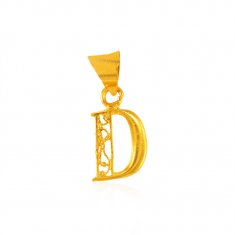 22Kt Gold Initial (D) Pendant ( Initial Pendants )