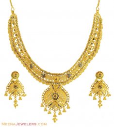 22K Gold Indian Necklace Set
