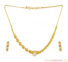 Pearls with Colored Stones Set 22k