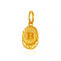 22K Gold Pendant with Initial (B) ( Initial Pendants )