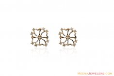 18Kt White Gold Floral Earrings ( White Gold Earrings )