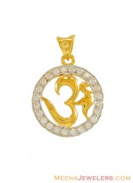 22 Karat CZ Ohm Pendant ( Om Pendants )