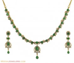 Diamond,Emerald Necklace Set (18k)