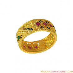 22Kt Designer Meenakari Band ( Ladies Gold Ring )