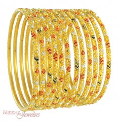 Gold Set of 10 Bangles ( Set of Bangles )