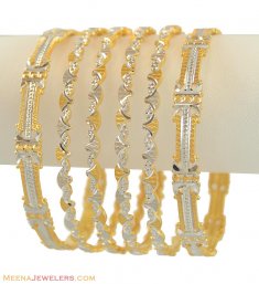 22k Two Tone Rhodium Bangles(6 pcs) ( Two Tone Bangles )