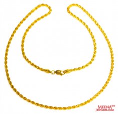 22 Kt Hollow Rope Chain (22 Inches)