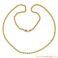 22K Hollow Rope Chain (18 Inches)
