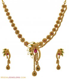 22Kt Gold Designer Polki Set