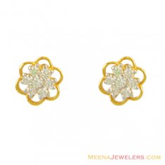 (22 Karat) Fancy Gold Tops with CZ  ( Signity Earrings )