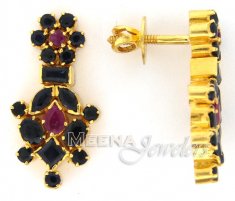 22 Kt Gold Ruby sapphire  Earings ( Precious Stone Earrings )