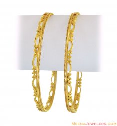 22K Gold Machine Bangles(2 pcs)