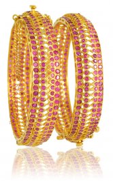 22Kt Gold Bangles with Ruby ( Precious Stone Bangles )