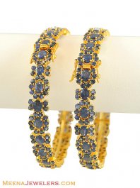 22Kt Gold Bangles With Sapphire
