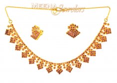 22k Gold Ruby Set ( Ruby Necklace Sets )