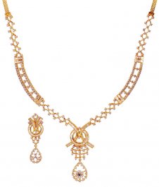 18K Gold Diamond Necklace Set