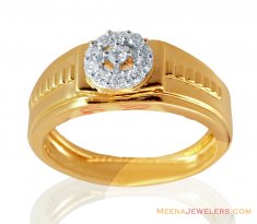 Mens Diamond Ring 18k Yellow Gold 