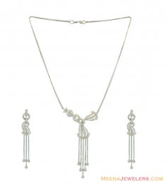 18k Gold  Designer Necklace Set ( White Gold Sets )