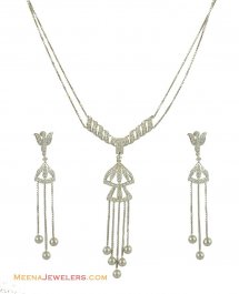 18k Gold  Designer Necklace Set ( White Gold Sets )