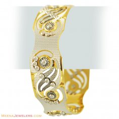 22K CZ Stones Two Tone Bangle(1 Pc)