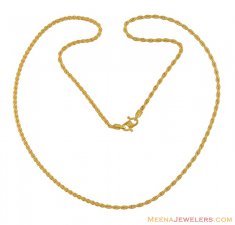 22K Hollow Rope Chain (18 Inches)