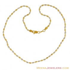 22k 2 Tone Rice Chain (16 Inch)
