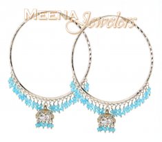 22Kt White Gold Hoop Earring with Chadelier ( Hoop Earrings )