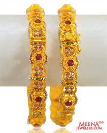 Ruby, Emerald, Sapphire, Navrattan Bangles - bangles studded with