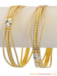22K Two Tone Rhodium Bangle (2 Pc)