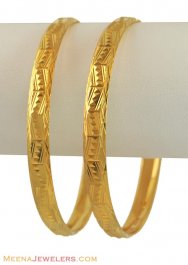 22K Machine Gold Bangles (2 Pcs)
